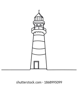 Continuous One Line Drawing Lighthouse Sketch Stock Vector (Royalty ...