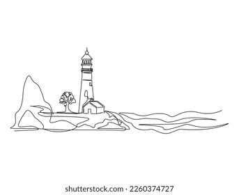 Continuous one line drawing of lighthouse tower. Simple illustration of Castle Hill Tower line art vector illustration