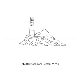 Continuous one line drawing of lighthouse tower. Simple illustration of Castle Hill Tower line art vector illustration