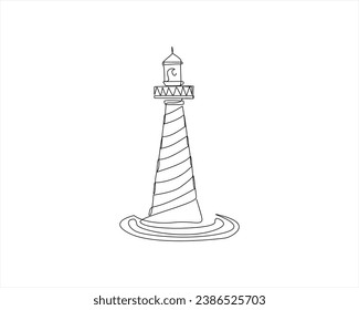 Continuous one line drawing of lighthouse tower vector image