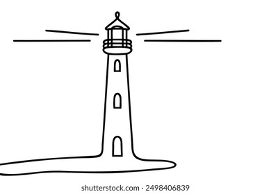 Continuous one line drawing of lighthouse tower. Vector illustration