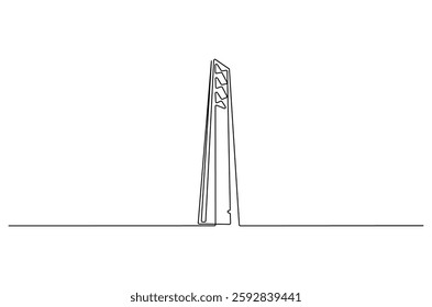 Continuous one line drawing of lighthouse tower. Single line drawing illustration of lighthouse tower on the ocean landscape. Seascape concept vector art. Doodle line illustration.