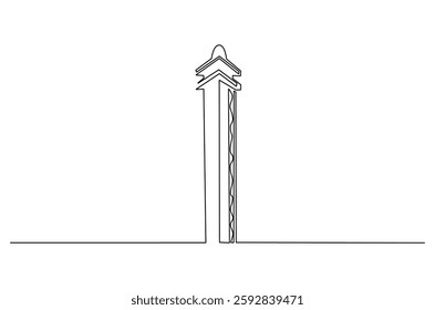 Continuous one line drawing of lighthouse tower. Single line drawing illustration of lighthouse tower on the ocean landscape. Seascape concept vector art. Doodle line illustration.