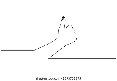 Continuous one line drawing of like hand showing thumb up, Hand with thumb up continuous one line drawing, Continuous one line drawing of like hand showing thumb up. Vector illustration.