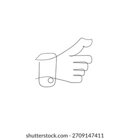 Continuous one line drawing of like hand showing thumb up. Vector illustration Minima vector illustration representing a thumb up a symbol of approval drawn with one continuous