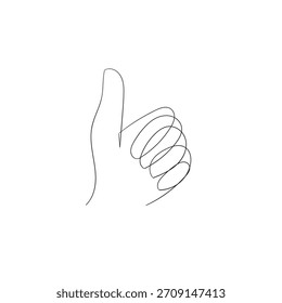 Desenho contínuo de uma linha de como a mão mostrando o polegar para cima. Ilustração vetorial Mínima ilustração vetorial representando um polegar para cima um símbolo de aprovação desenhado com um contínuo