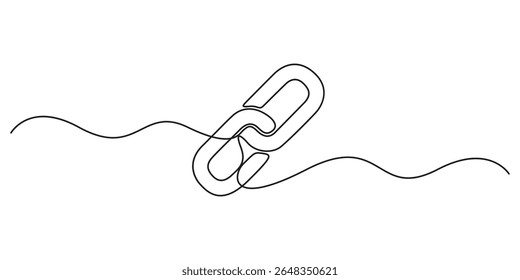 Continuous one line drawing of link icon Hyperlink chain symbol. Single line art Chain. Vector illustration