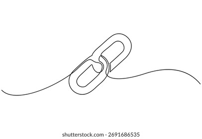 Enlace de dibujo continuo de una línea o símbolo de cadena de hipervínculo aislado sobre fondo transparente