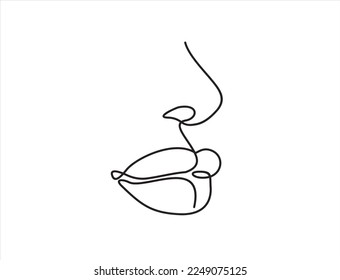 Continuous one line drawing of Lips. Beautiful vector illustration for logo, card, banner, poster, flyer. Graphic abstract elements fashion concept.