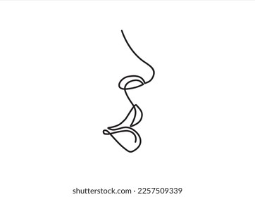 Dibujo continuo de una línea de labios. Hermosa ilustración vectorial para logo, tarjeta, pancarta, afiche, volante. Concepto de moda de elementos abstractos gráficos.