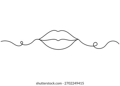Continuous Um desenho de linha de lábios e boca em um estilo de maquiagem minimalista simples.