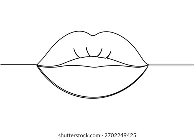 Continuous Um desenho de linha de lábios e boca em um estilo de maquiagem minimalista simples.