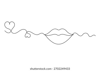 Continuous Um desenho de linha de lábios e boca em um estilo de maquiagem minimalista simples.