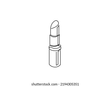 Continuous one line drawing. Lipstick Vector illustration
