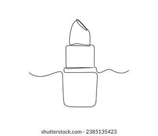 Continuous one line drawing of lipstick. lipstick cosmetic outline vector illustration. Editable stroke.