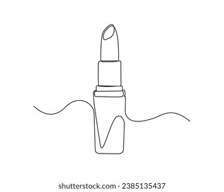 Continuous one line drawing of lipstick. lipstick cosmetic outline vector illustration. Editable stroke.