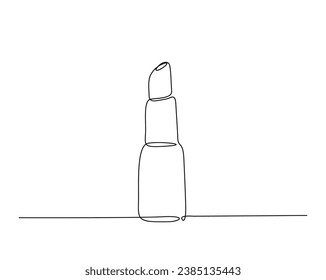 Continuous one line drawing of lipstick. lipstick cosmetic outline vector illustration. Editable stroke.