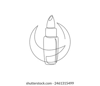 Continuous one line drawing of lipstick. lipstick cosmetic outline vector illustration. Editable stroke.