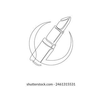 Continuous one line drawing of lipstick. lipstick cosmetic outline vector illustration. Editable stroke.