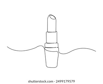 Continuous one line drawing of lipstick cosmetic. Lipstick single line vector illustration.