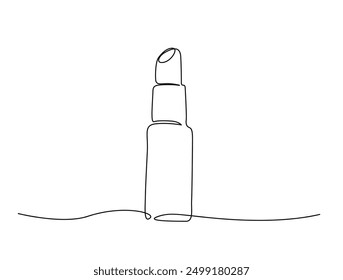 Continuous one line drawing of lipstick cosmetic. Lipstick single line vector illustration.