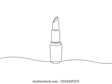 Desenho contínuo de uma linha de batom. Desenho Linear Minimalista Cosmético. Ilustração de vetor de uma linha minimalista batom feminino para design de moda.	