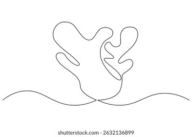 Continuous one line drawing of Liquid abstract shapes. Single line drawing illustration of Fluid abstract background. Spilled liquid concept vector art. Doodle line illustration.
