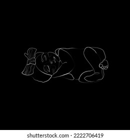 Dibujo continuo de una línea de bebé, arte de línea personalizado, memorial de arte infantil, arte minimalista de bebé, arte recién nacido, decoración de guardería, bebé arco iris	