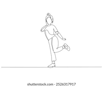 Kontinuierliche einzeilige Zeichnung des kleinen Mädchens. Eine Linie Zeichnung Illustration von Mädchen Kind. Internationale Mädchen Kindertag Konzept Linie Kunst. Editierbare Umrisse