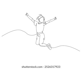 Continuous one line drawing of little girl. One line drawing illustration of girl child. International girl child day concept line art. Editable outline