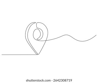 Continuous one line drawing of location pin. One line drawing illustration of GPS pin marker. Navigation and direction concept single line. Editable outline