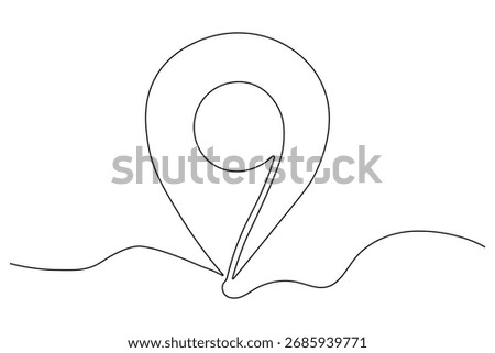Continuous one line drawing of location icon in modern minimalist art