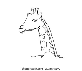 Continuous one line drawing of logo the giraffe icon in silhouette on a white background. Linear stylized.