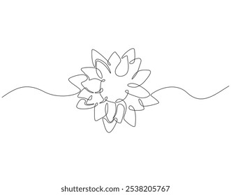 Dibujo continuo de una línea de flor de loto. Ilustración de dibujo de una línea de flor de loto de belleza. Concepto de día de vaso nacional de línea única. Esquema editable