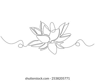 Dibujo continuo de una línea de flor de loto. Ilustración de dibujo de una línea de flor de loto de belleza. Concepto de día de vaso nacional de línea única. Esquema editable