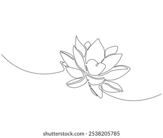 Dibujo continuo de una línea de flor de loto. Ilustración de dibujo de una línea de flor de loto de belleza. Concepto de día de vaso nacional de línea única. Esquema editable