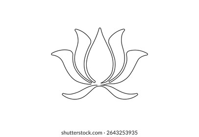 Doorlopende tekening van één lijn van een lotusknop op witte achtergrond vectorillustratie, Doorlopende tekening van één lijn van een lotusknop op witte achtergrond.