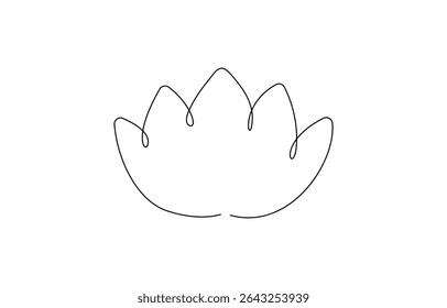 Desenho contínuo de uma linha de um botão de lótus sobre fundo branco ilustração vetorial, desenho contínuo de uma linha de um botão de lótus sobre fundo branco.