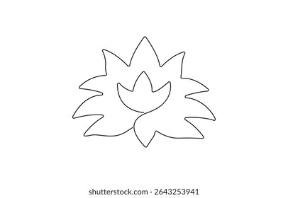 Doorlopende tekening van één lijn van een lotusknop op witte achtergrond vectorillustratie, Doorlopende tekening van één lijn van een lotusknop op witte achtergrond.