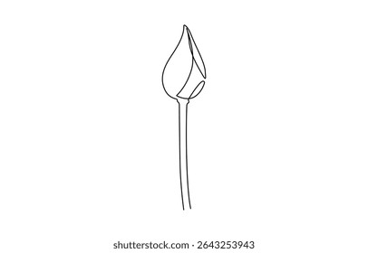 Doorlopende tekening van één lijn van een lotusknop op witte achtergrond vectorillustratie, Doorlopende tekening van één lijn van een lotusknop op witte achtergrond.