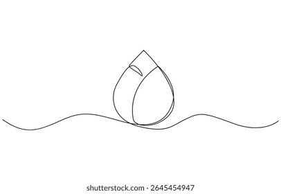Doorlopende tekening van één lijn van een lotusknop, doorlopende tekening van één lijn van de lotusbloem. Wellnessconcept in eenvoudige lineaire stijl. Doorlopende tekening van een lotusknop op een witte achtergrond.