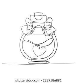 Dibujo continuo de una línea de una poción de amor. Ilustración vectorial simple