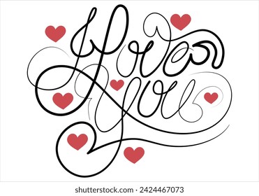 Continuous one line drawing of i love you text with love shape vector art illustration
