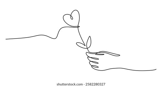 Continuous One line drawing of Love. A universal symbol of affection and love. Vector illustration hand drawn.