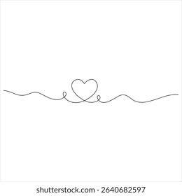 Continuous one line drawing of Love vector Heart shape illustration