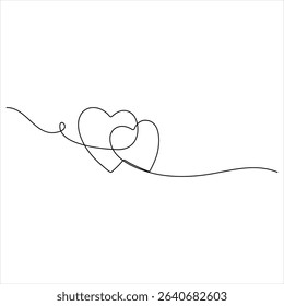 Continuous one line drawing of Love vector Heart shape illustration