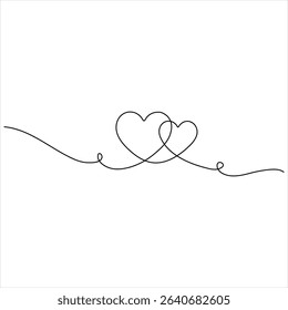 Continuous one line drawing of Love vector Heart shape illustration
