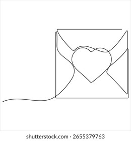Continuous one line drawing of Love vector Heart shape illustration