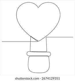 Dibujo continuo de una línea de la ilustración de la forma del corazón del Vector del amor