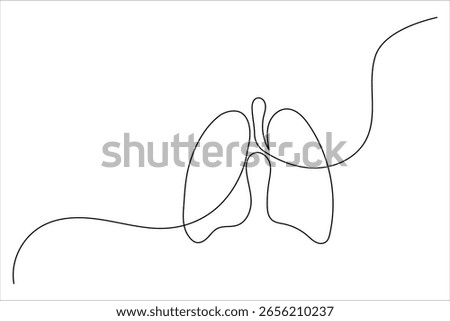 Continuous one line drawing of lungs medical anatomical organ isolated on white background